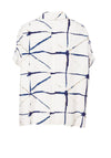 Naya Batwing Geo Blouse, White & Navy