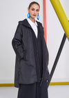 Naya Knitted Trim Long Puffer Coat, Black