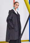 Naya Knitted Trim Long Puffer Coat, Black