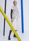 Naya High Neck Geometric Pattern Midi Dress, Black & Sand