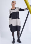 Naya Block Stripe Midi Dress, Black & Stone
