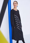 Naya Diagonal Multi Stripe Midi Shift Dress, Black & Grey