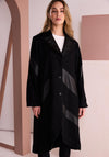 Naya Textured Longline Coat, Black