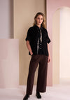 Naya Button Up Crinkle Texture Blouse, Black