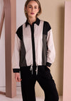 Naya Button Up Contrasting Jacket, White Multi