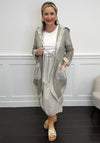 Naya Contrast Pocket Detail Midi Dress, Off White & Ash Grey