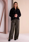 Naya Wide Leg Faux Leather Trousers, Green