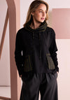 Naya High Neck and Pocket Detail Top, Black