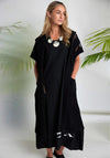 Naya Long Line Hooded With Mesh Insets Jacket, Black