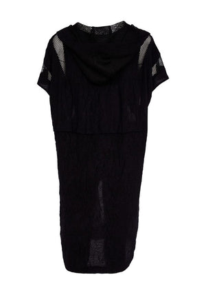 Naya Long Line Hooded With Mesh Insets Jacket, Black