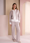 Naya Hooded with Full Zip Jacket, Beige and White