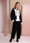 Naya Relaxed Fit Zip Up Jacket, White and Black
