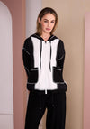 Naya Relaxed Fit Zip Up Jacket, White and Black