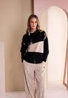 Naya Round Neck with Colour Block Detail Top, Black