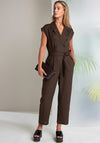 Naya Linen Blend Double Breasted Jumpsuit, Brown