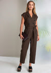 Naya Linen Blend Double Breasted Jumpsuit, Brown