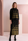 Naya Spot Border Pencil Skirt, Black and Green