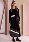 Naya Colour Panel Detail Midi Skirt, Black