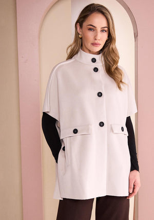 Naya High Neck Relaxed Sleeve Jacket, Stone