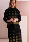Naya Spot Border with High Neck Top, Black and Green