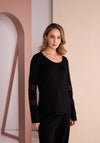 Naya Mesh Insert Sleeve Detail Top, Black