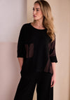 Naya Round Neck Relaxed Top, Brown and Black