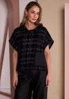 Naya Checked Pattern Relaxed Top, Black