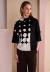 Naya Spot Border Relaxed Top, Black and Grey