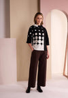 Naya Spot Border Relaxed Top, Black and Grey