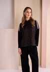 Naya Leopard Print with Stripe Detail Top, Brown Multi