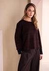 Naya Stitch Detail Relaxed Top, Brown