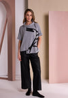Naya Brush Stroke Graphic Print High Neck Top, Grey