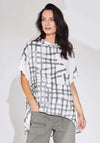 Naya Grid Print Flare Hem Top, Khaki