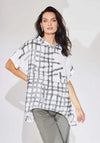 Naya Grid Print Flare Hem Top, Khaki