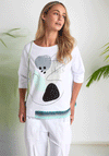 Naya Graphic Print Contrast Hem Top, White and Green