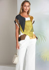 Naya Geo Pattern Short Sleeve Top, Green Multi