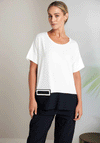 Naya Contrast Hem Zip Pocket Top, White