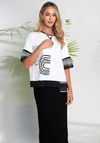Naya Contrast Stripe Cropped Sleeve Top, White