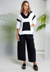 Naya Embossed Jacquard Hooded Top, White and Black