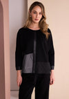 Naya Contrasting Panel Detail Top, Black