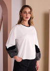Naya Long Sleeve with Detail Top, White Multi