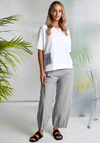 Naya Wide Leg Pin Tuck Trousers, Grey