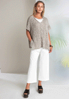 Naya Wide Leg Copped Leg Trousers, White