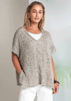 Naya V-Neck Waffle Effect Top, Taupe