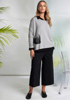 Naya Side Pocket Crop Wide Leg Trousers, Black