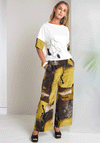 Naya Elasticated Waist Casual Wide Leg Trousers, Green