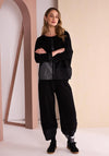 Naya Wide Leg with Contrasting Hem Trousers, Black
