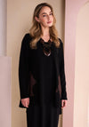 Naya V-Neck with Print Detail Top, Black and Brown