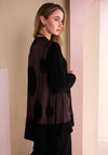 Naya V-Neck with Print Detail Top, Black and Brown