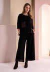 Naya Wide Leg with Hem Detail Trousers, Black